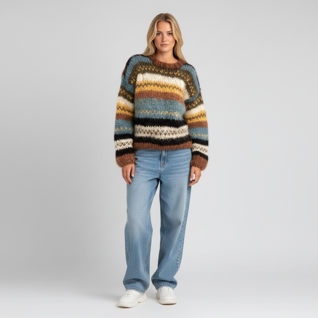 Gebreide Dames Trui met Fair Isle Patroon | Warm & Stijlvol