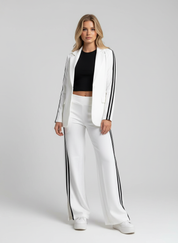 Elegante Dames Set met Luxe Gestreepte Details en Comfortabele Pasvorm