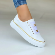 Imitatielederen Dames Sneakers met Gouden Details
