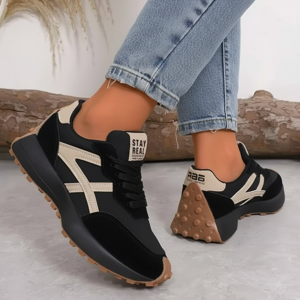 Suède & Synthetische Dames Sneakers met Geometrische Details