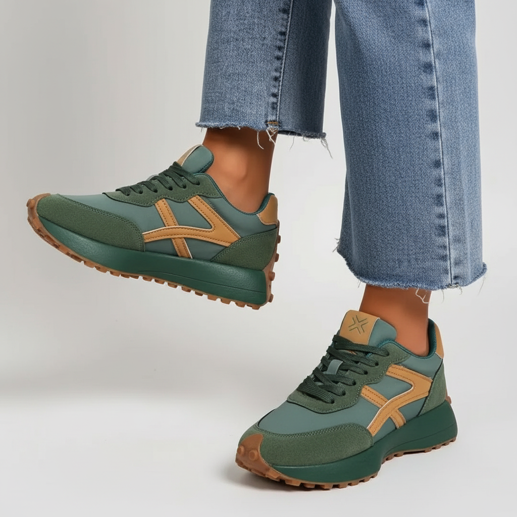 Suède & Synthetische Dames Sneakers met Geometrische Details