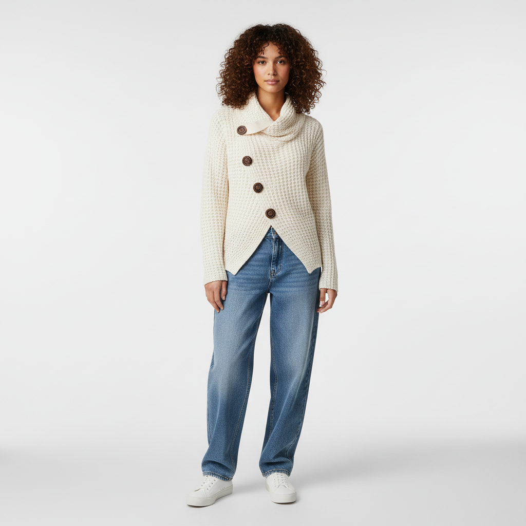 Gebreide Dames Trui met Asymmetrische Design | Oversized Coltrui