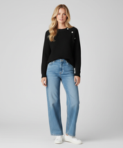 Gebreide Dames Trui met Rufflekraag en Asymmetrische Knoop