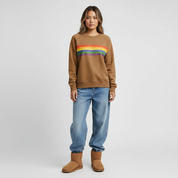 Katoenmix Dames Sweater met Regenboogprint