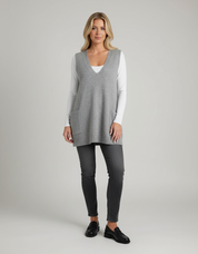 Gebreid Dames Mouwloos Vest met V-hals en Zakken