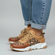 Dames Sneakers met Luipaardprint en Dikke Zool