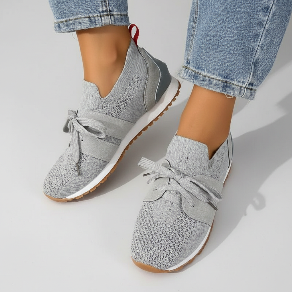 Dames Knit Sneakers met Suède-Look Accenten