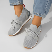 Dames Knit Sneakers met Suède-Look Accenten