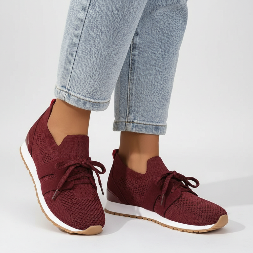 Dames Knit Sneakers met Suède-Look Accenten