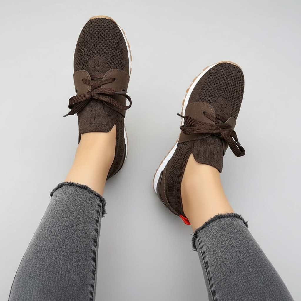 Dames Knit Sneakers met Suède-Look Accenten