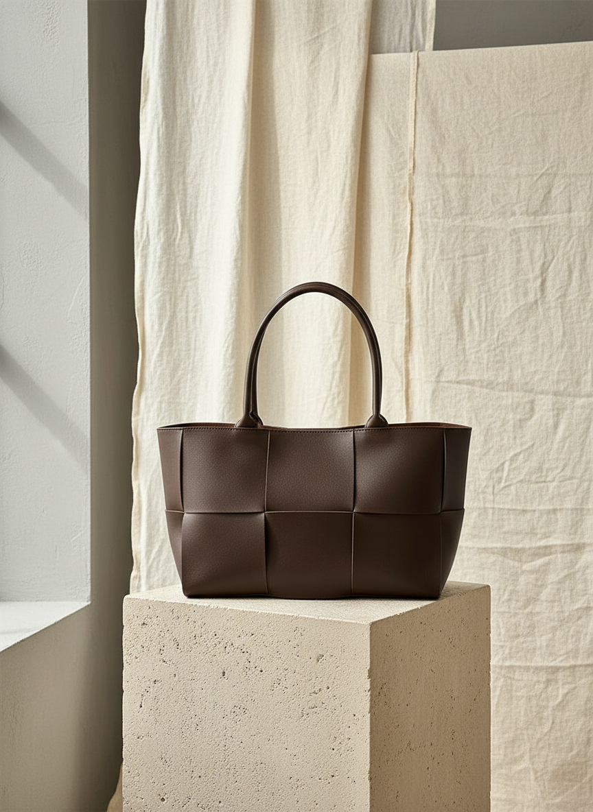 Geweven Vegan Lederen Dames Handtas – Stijlvolle Handtas Met Luxe Look