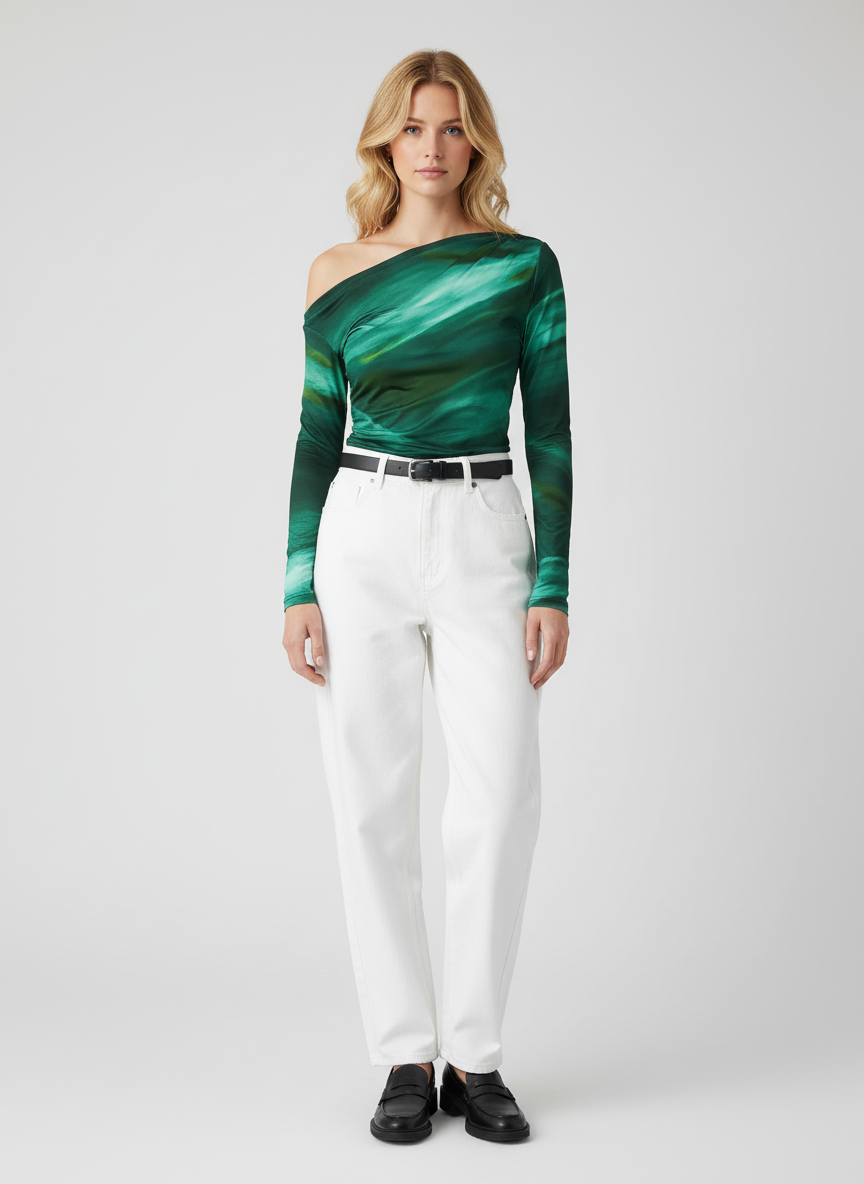 Dames Top – Elegante Chique Blend Top Met Off-Shoulder Design