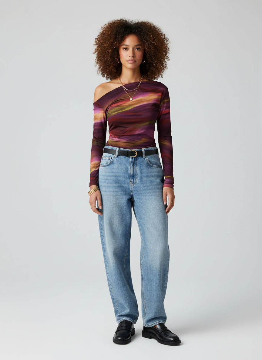 Dames Top – Elegante Chique Blend Top Met Off-Shoulder Design