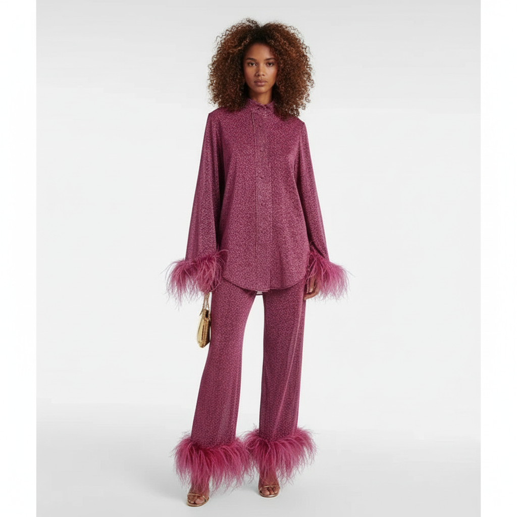 Luxe Glitter Set Dames – Glitter Set Met Veren In Wijnrood, Lichtgroen, Paars, Donkergroen En Beige