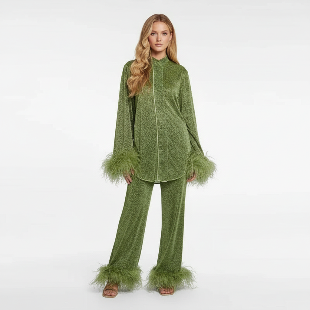 Luxe Glitter Set Dames – Glitter Set Met Veren In Wijnrood, Lichtgroen, Paars, Donkergroen En Beige