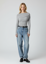 Dames Top – Viscose Blend Top Met Gedrapeerde Halslijn