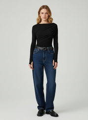 Dames Top – Viscose Blend Top Met Gedrapeerde Halslijn