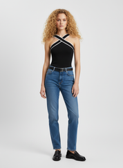 Gebreide Dames Top – Top Met Bandjes En Stijlvolle Contrasttrim