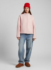 Bouclé Jas Dames – Roze Wol Jas Met Stijlvolle Warme Bouclé Look