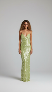 Pailletten Jurk met Diepe Hals – Glamoureuze Avondjurk