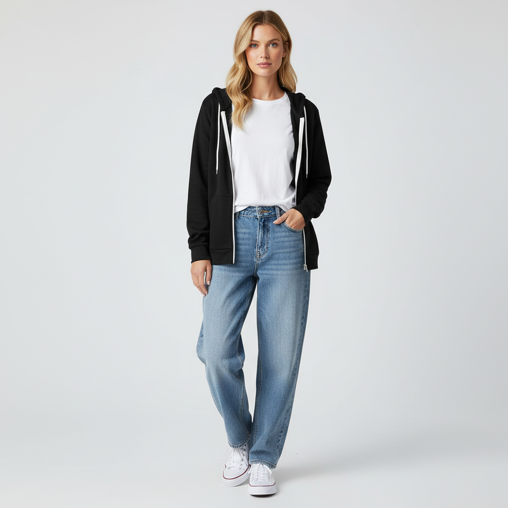 Comfortabele Katoenmix Dames Hoodie met Ritssluiting