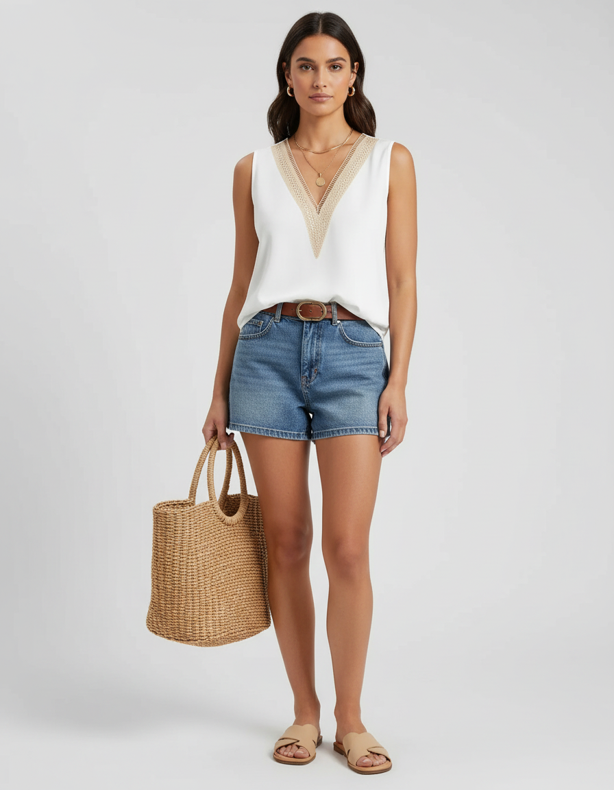 Luchtige Dames Top met Kantdetail | Feestelijk en Chique