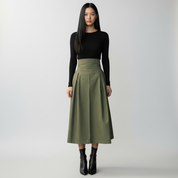 Katoenmix A-lijn Dames Rok met Strikceintuur