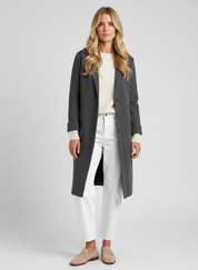 Gebreide Dames Mantel met Open Voorkant en Reverskraag