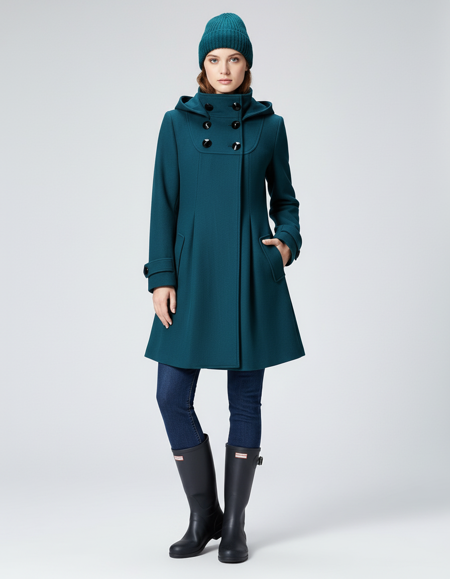 Dames Jas met Capuchon en Dubbele Knoopsluiting | Chique en Elegant