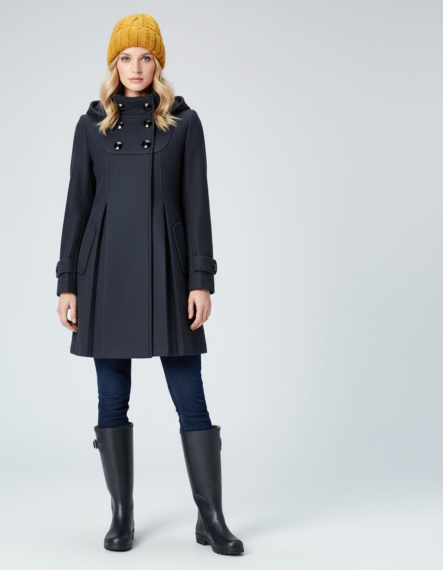 Dames Jas met Capuchon en Dubbele Knoopsluiting | Chique en Elegant