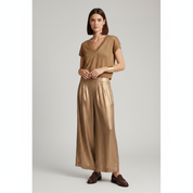 Metallic Blend Dames Broek met Wijde Pijpen | Comfortabel en Luchtig