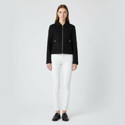 Premium Wolmix Cropped Dames Bomberjack Met Knoopzakken