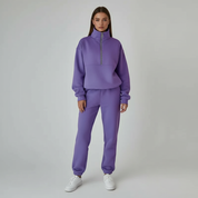 Katoenmix Jogging Dames Set met Halve Rits | Zacht Katoen