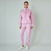 Katoenmix Jogging Dames Set met Halve Rits | Zacht Katoen