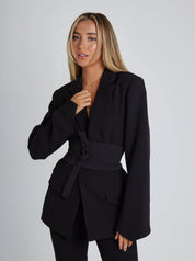 Elegante Herfstblazer voor Dames met Riem – Stijlvolle Getailleerde Blazer