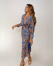 Midi Jurk met Print voor Dames – Elegante Luchtige Jurk met Stijlvolle All-Over Print