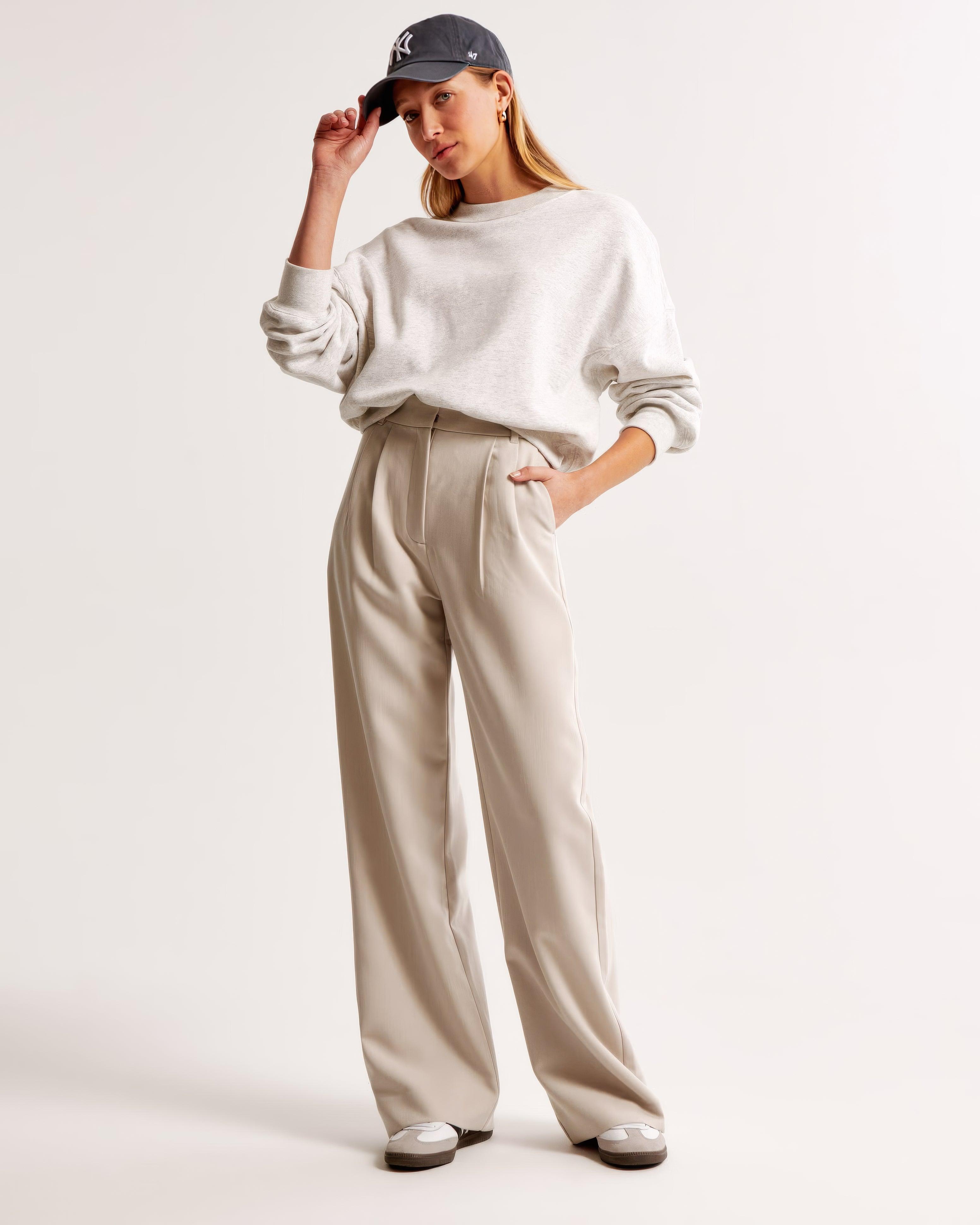 Hoge Taille Pantalon Dames – Geplooide Pantalon met Elegante Tapered Fit
