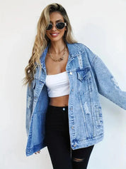 Oversized Denim Jack Dames - Comfortabel & Stijlvol