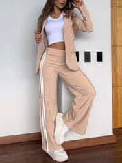 Elegante Dames Set met Luxe Gestreepte Details en Comfortabele Pasvorm