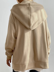 Fleece Katoenmix Dames Hoodie met Rits en Hoge Kraag