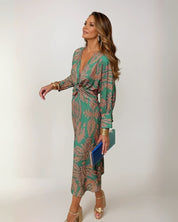 Midi Jurk met Print voor Dames – Elegante Luchtige Jurk met Stijlvolle All-Over Print