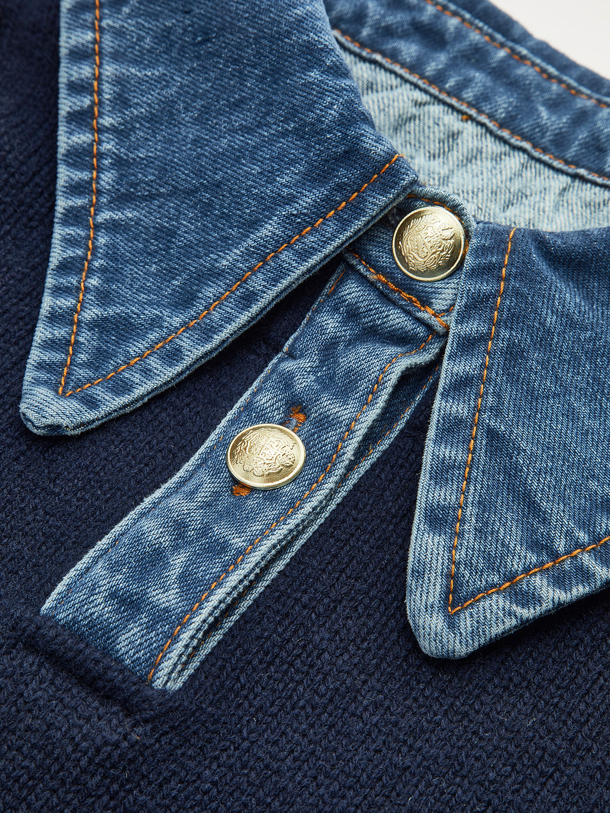 Stijvolle 2 in 1 Dames Sweater met Denim Kraag