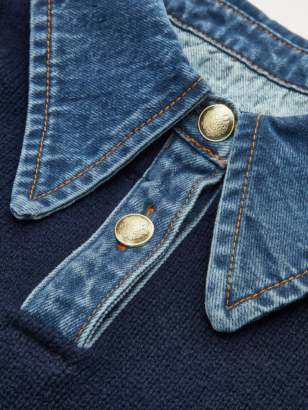 2 in 1 Dames Sweater met Denim Kraag