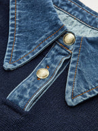 2 in 1 Dames Sweater met Denim Kraag