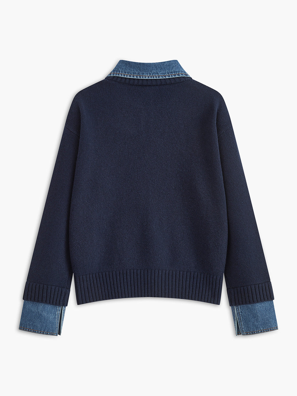 2 in 1 Dames Sweater met Denim Kraag