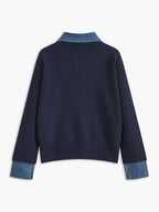 2 in 1 Dames Sweater met Denim Kraag