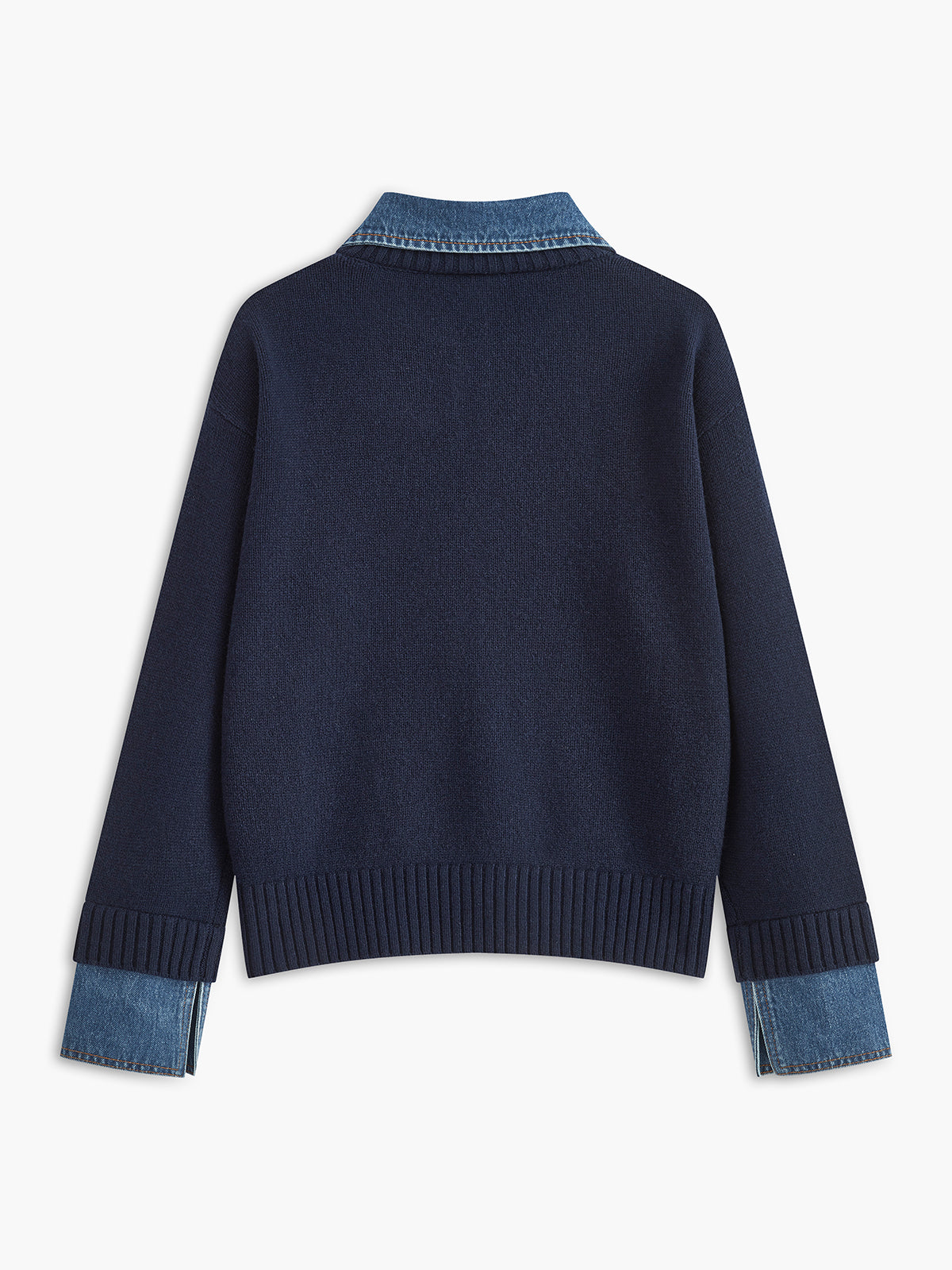 2 in 1 Dames Sweater met Denim Kraag