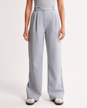 Hoge Taille Pantalon Dames – Geplooide Pantalon met Elegante Tapered Fit