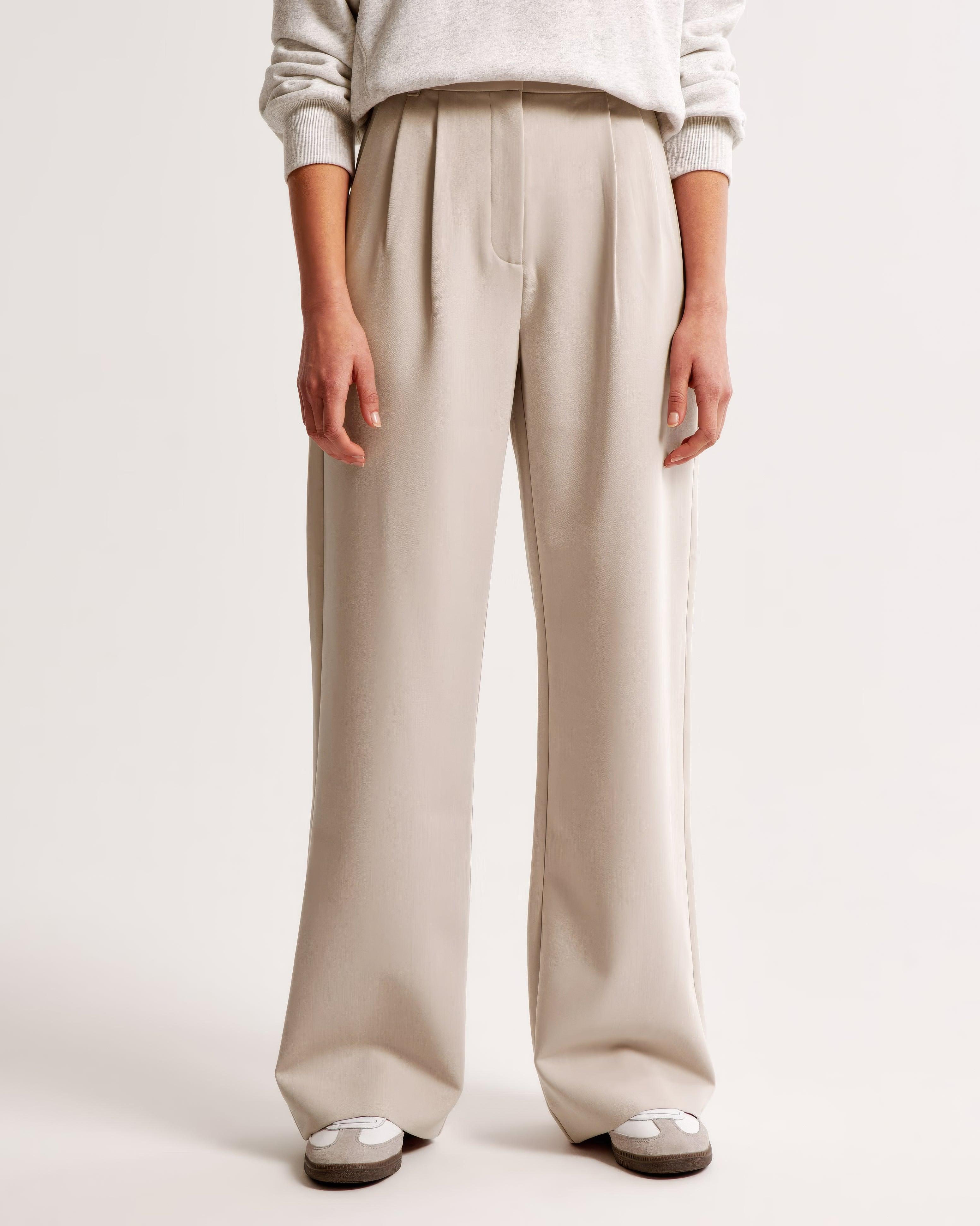 Hoge Taille Pantalon Dames – Geplooide Pantalon met Elegante Tapered Fit