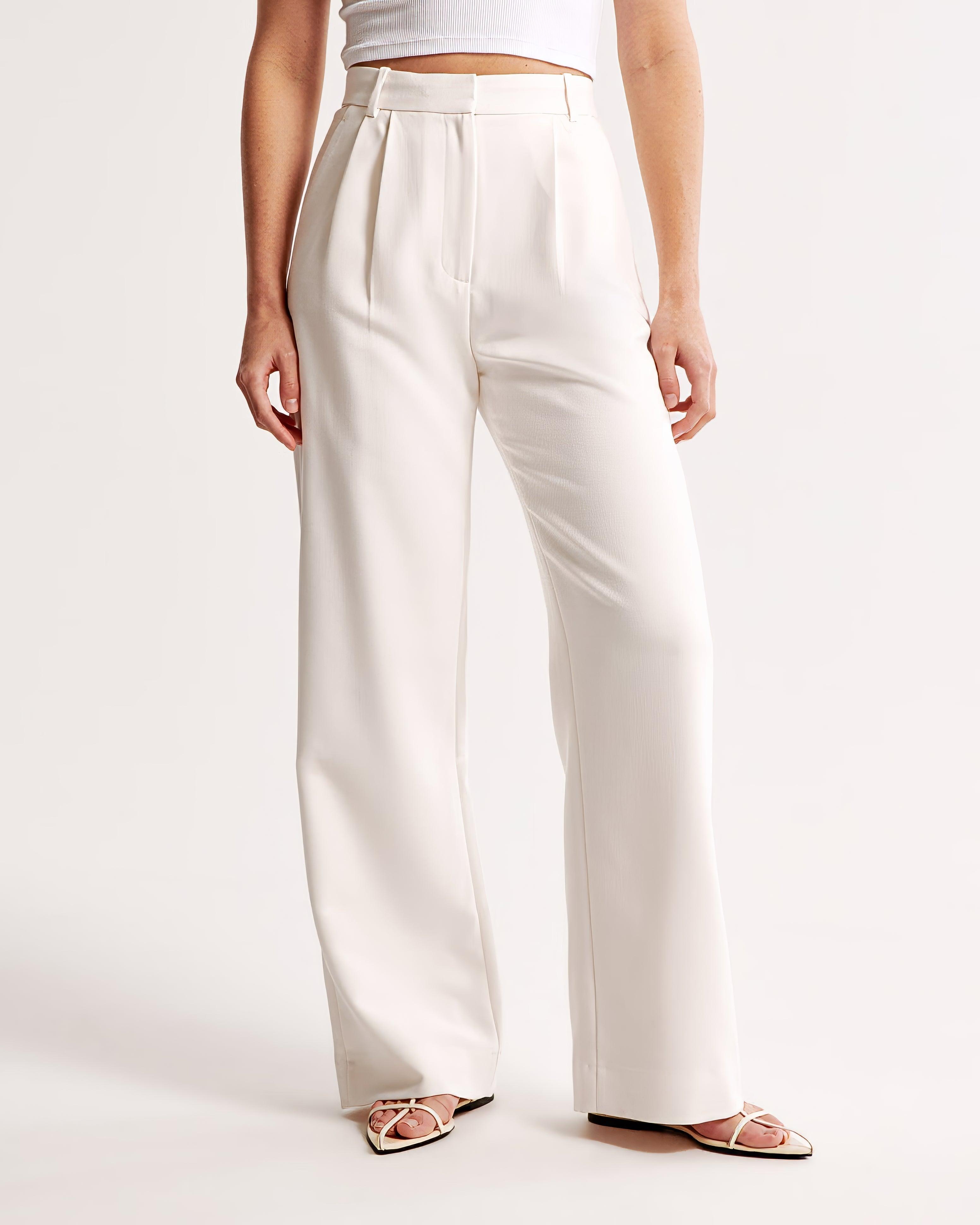 Hoge Taille Pantalon Dames – Geplooide Pantalon met Elegante Tapered Fit